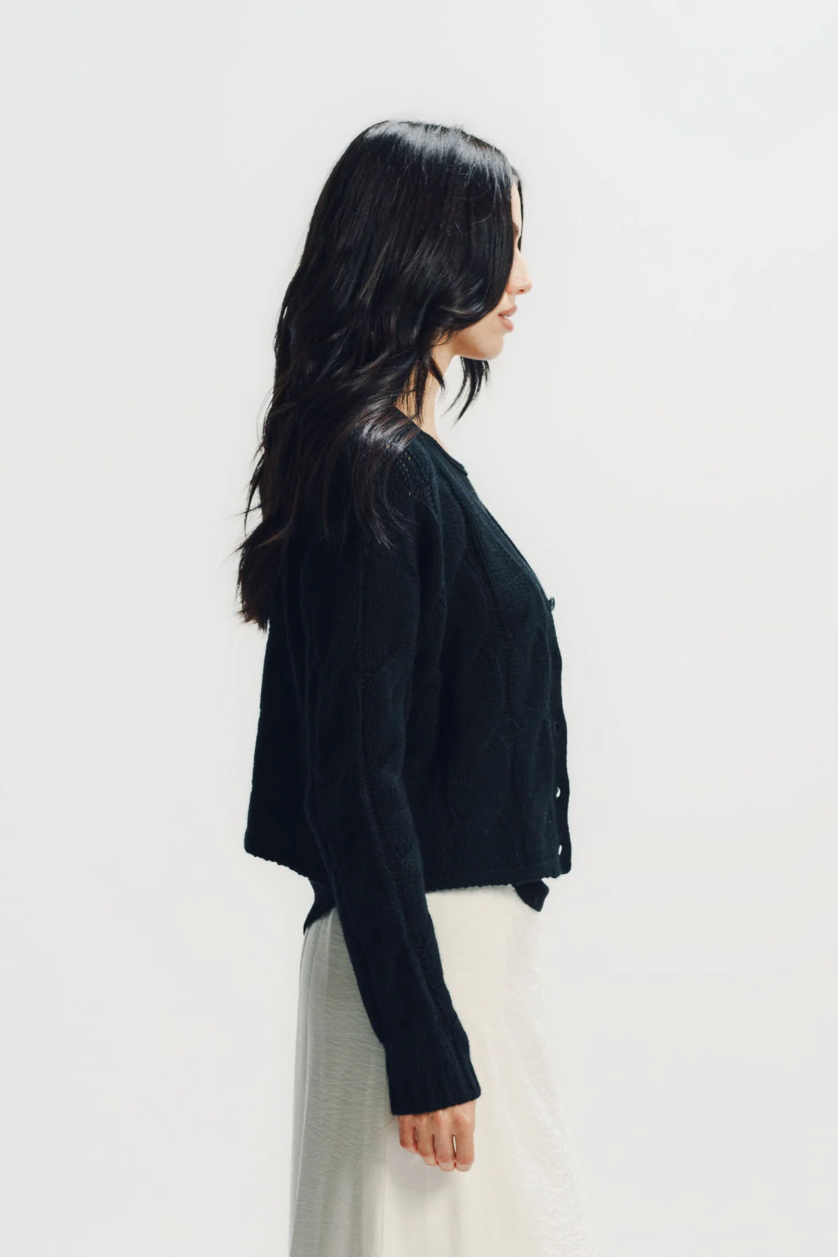 Sablyn | Jolie V-neck Cropped Cable Cashmere Cardigan - Image 5
