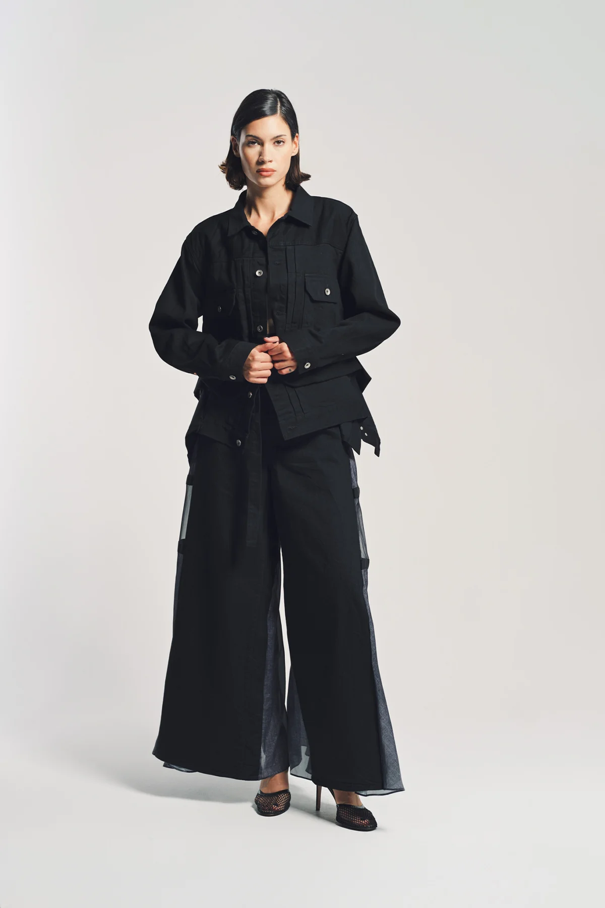 SACAI | DENIM WOOL MELTON JACKET