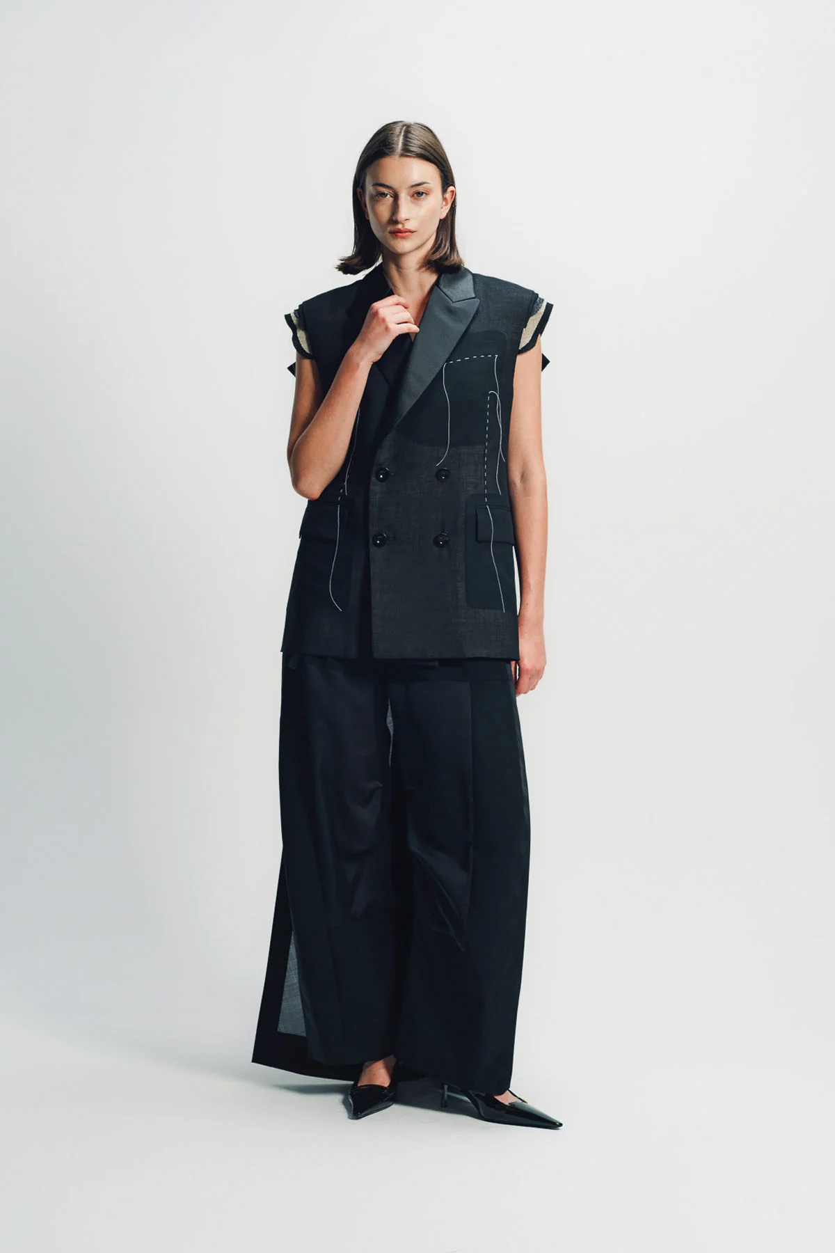 SACAI | WOOL ORGANZA VEST