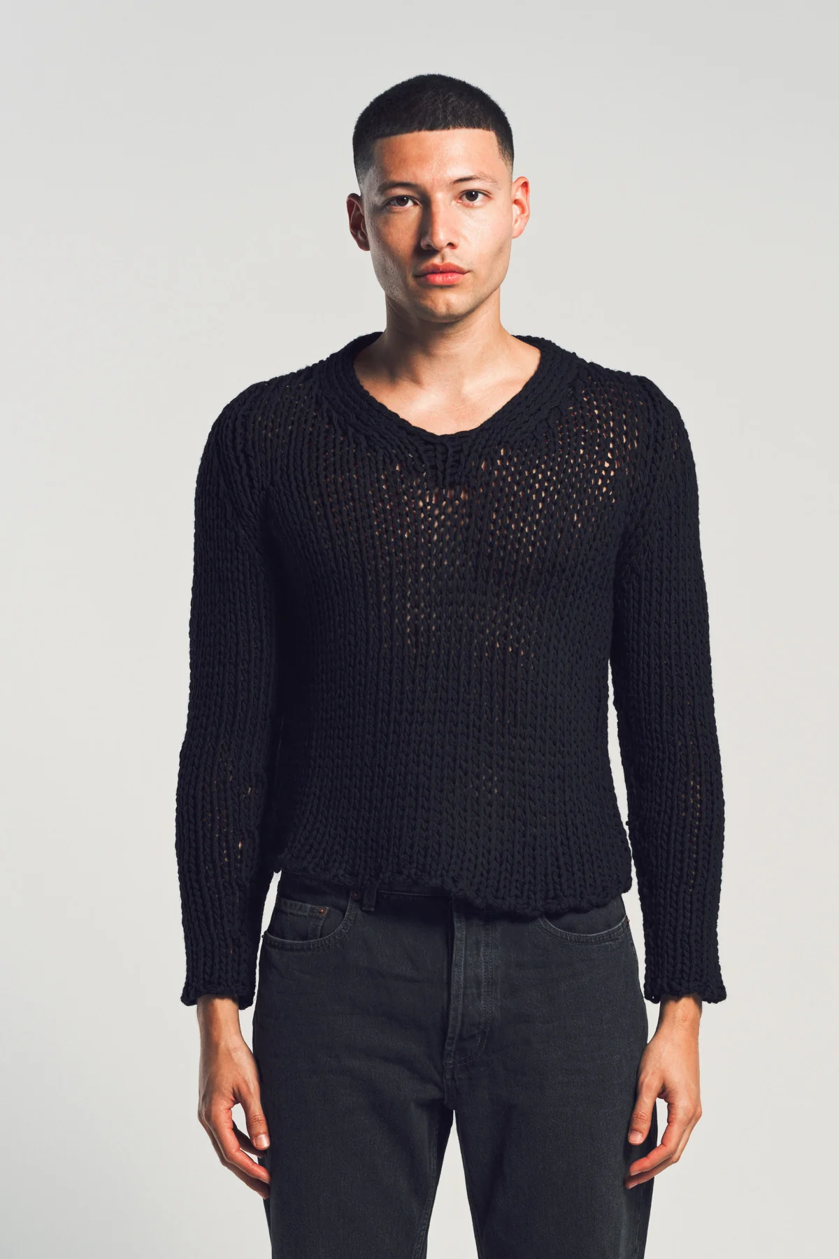 SAPIO | OPEN KNIT V-NECK SWEATER - Image 2