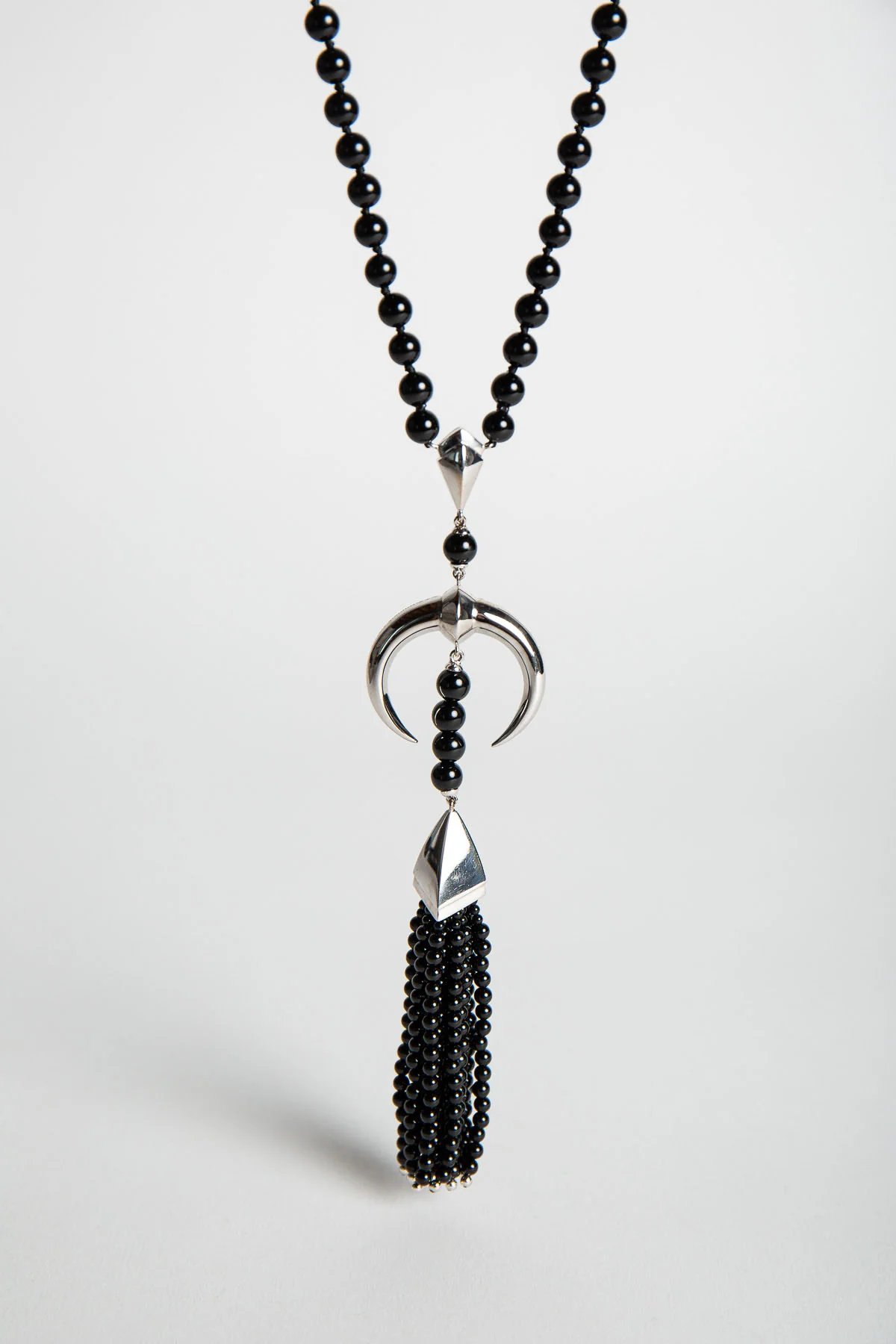 SHAUN LEANE | DIAMOND CRESCENT ONYX BEAD NECKLACE - Image 3
