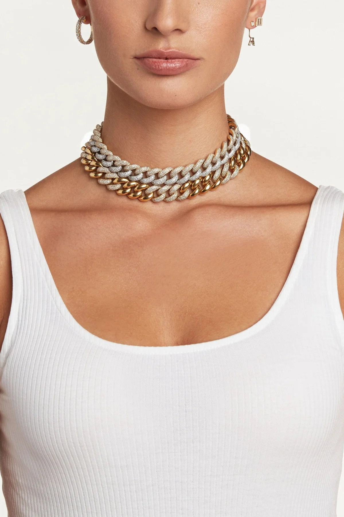 Shay | 3 Sided Diamond Hoop Earrings - Image 2