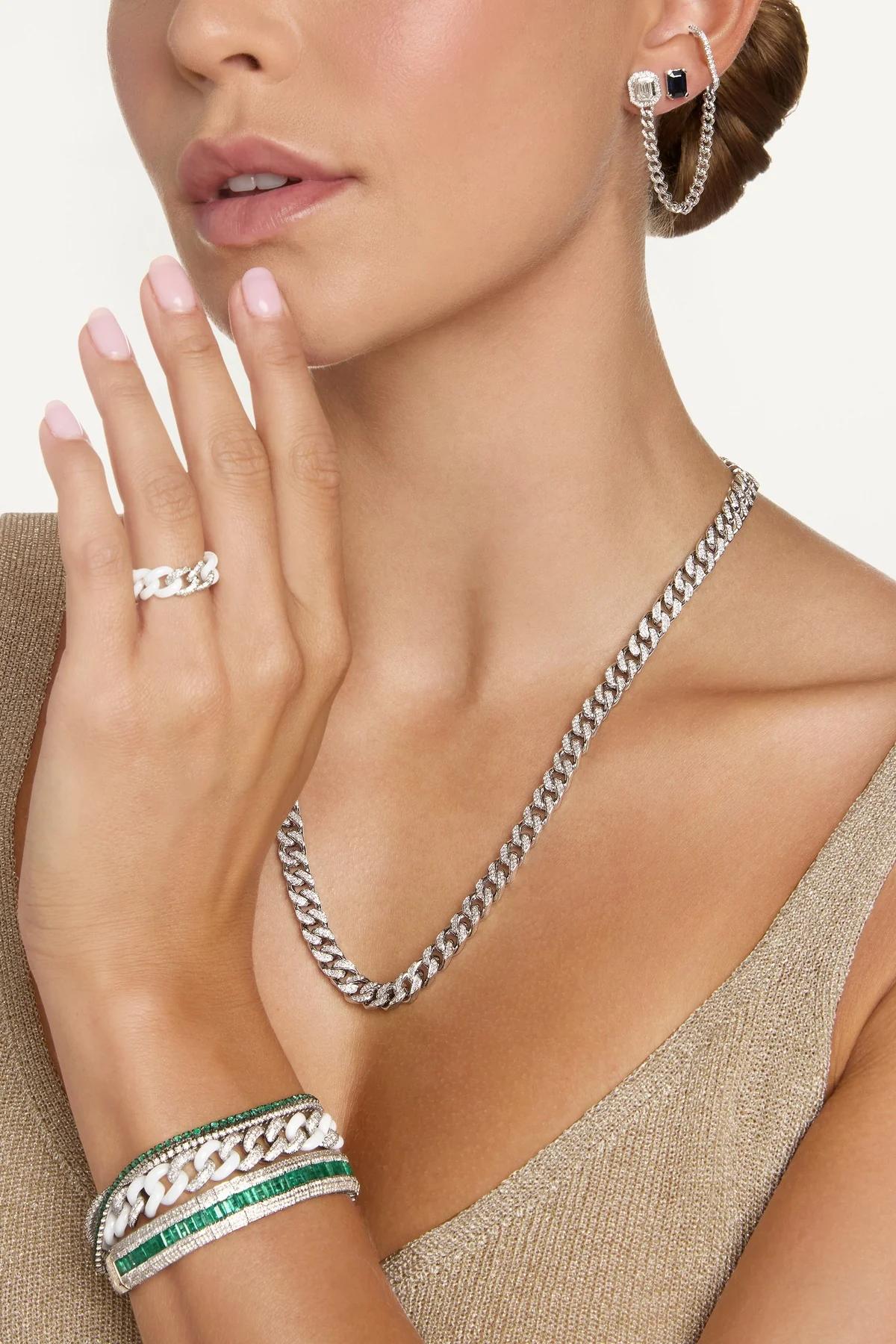Shay | Diamond Halo Link Ear Cuff - Image 2