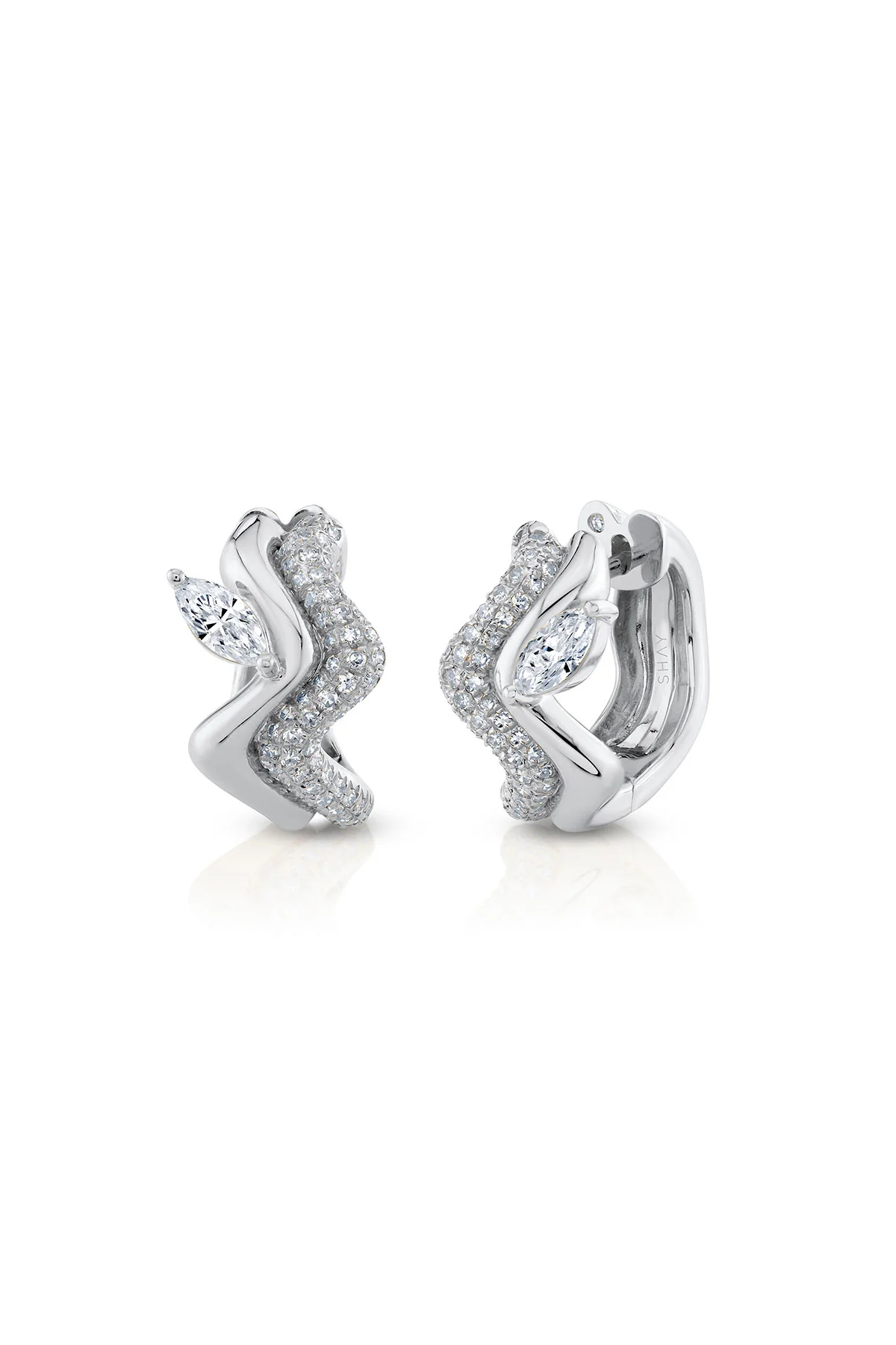 Shay | Marquise Wave Diamond Huggie Earrings