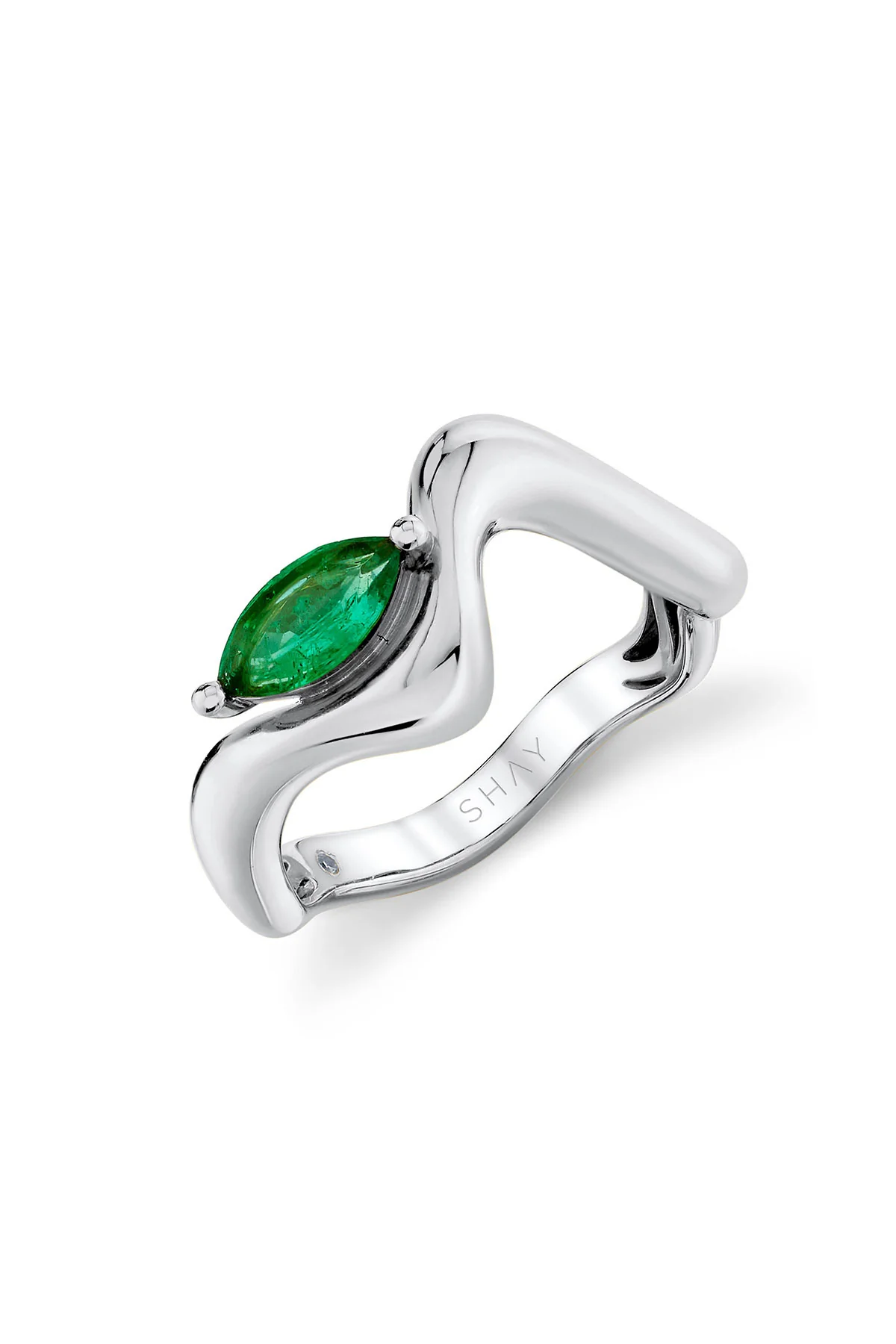 Shay | Marquise Wave Emerald Ring