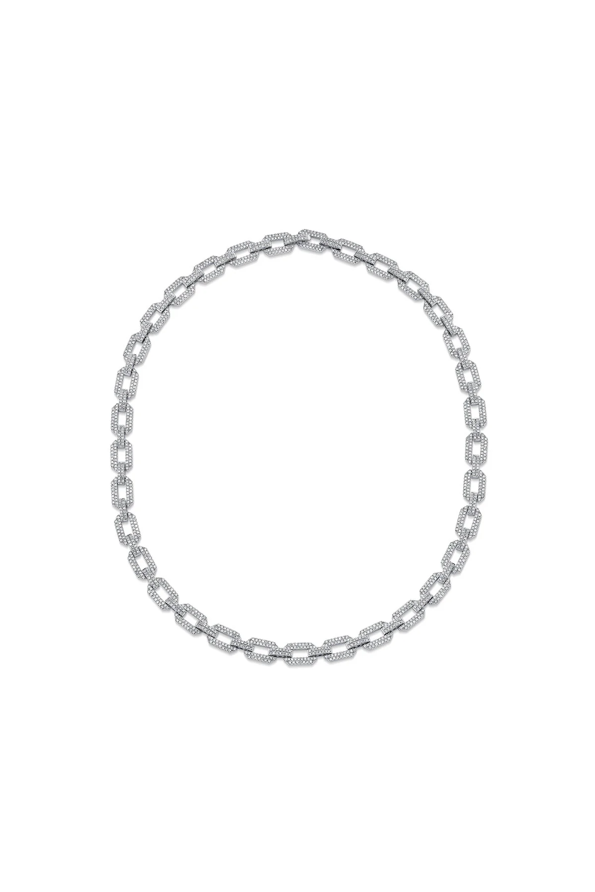 Shay | Pave Diamond Flat Geo Link Necklace