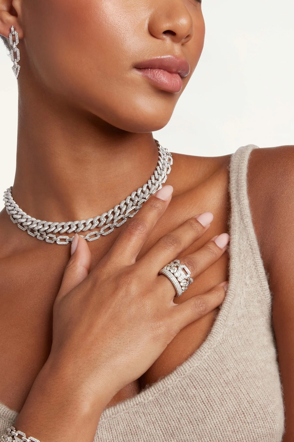 Shay | Pave Diamond Flat Geo Link Necklace - Image 3