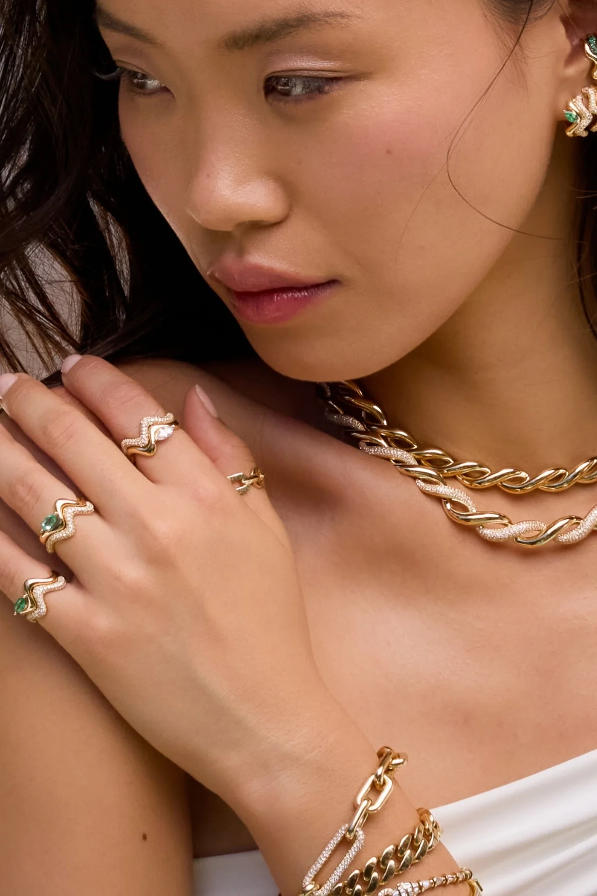 Shay | White Gold Diamond Marquise Wave Pinky Ring - Image 2