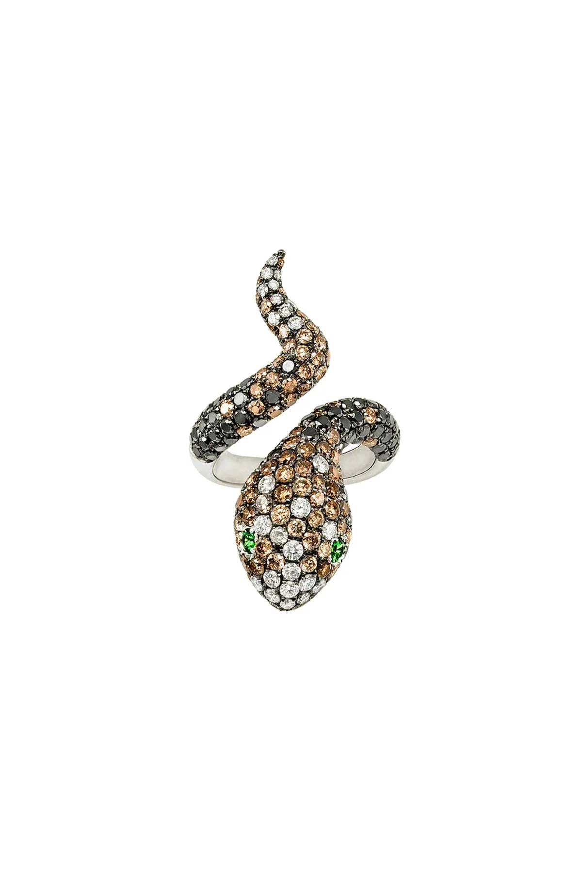 Stéfère | Brown And White Diamond Snake Ring