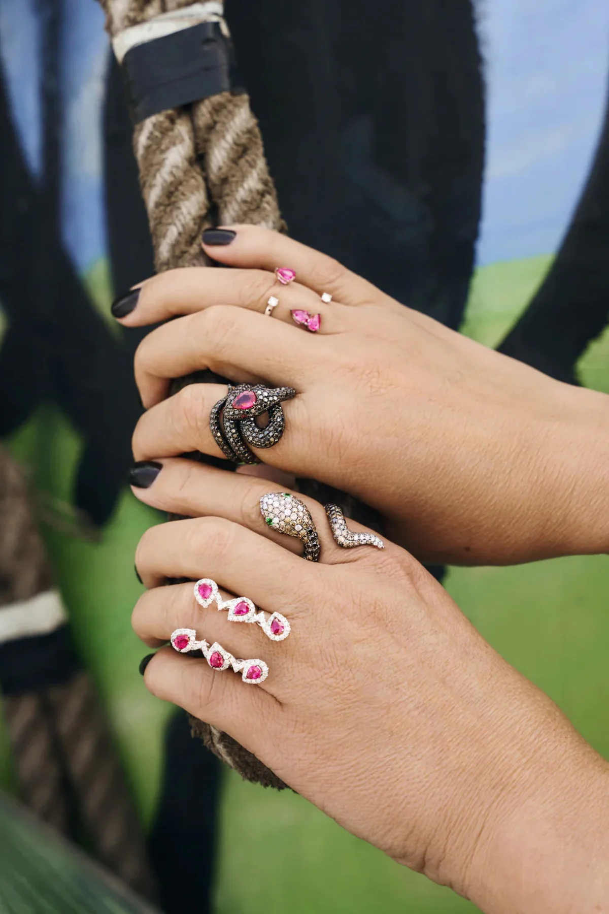 Stéfère | Brown And White Diamond Snake Ring - Image 2