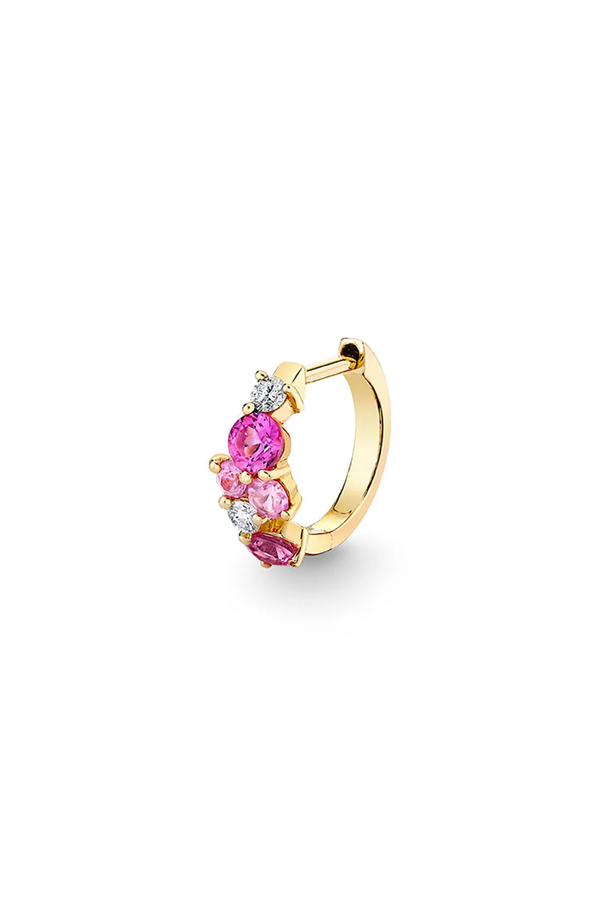 Sydney Evan | Yellow Gold Pink Sapphire Cocktail Huggie Earrings