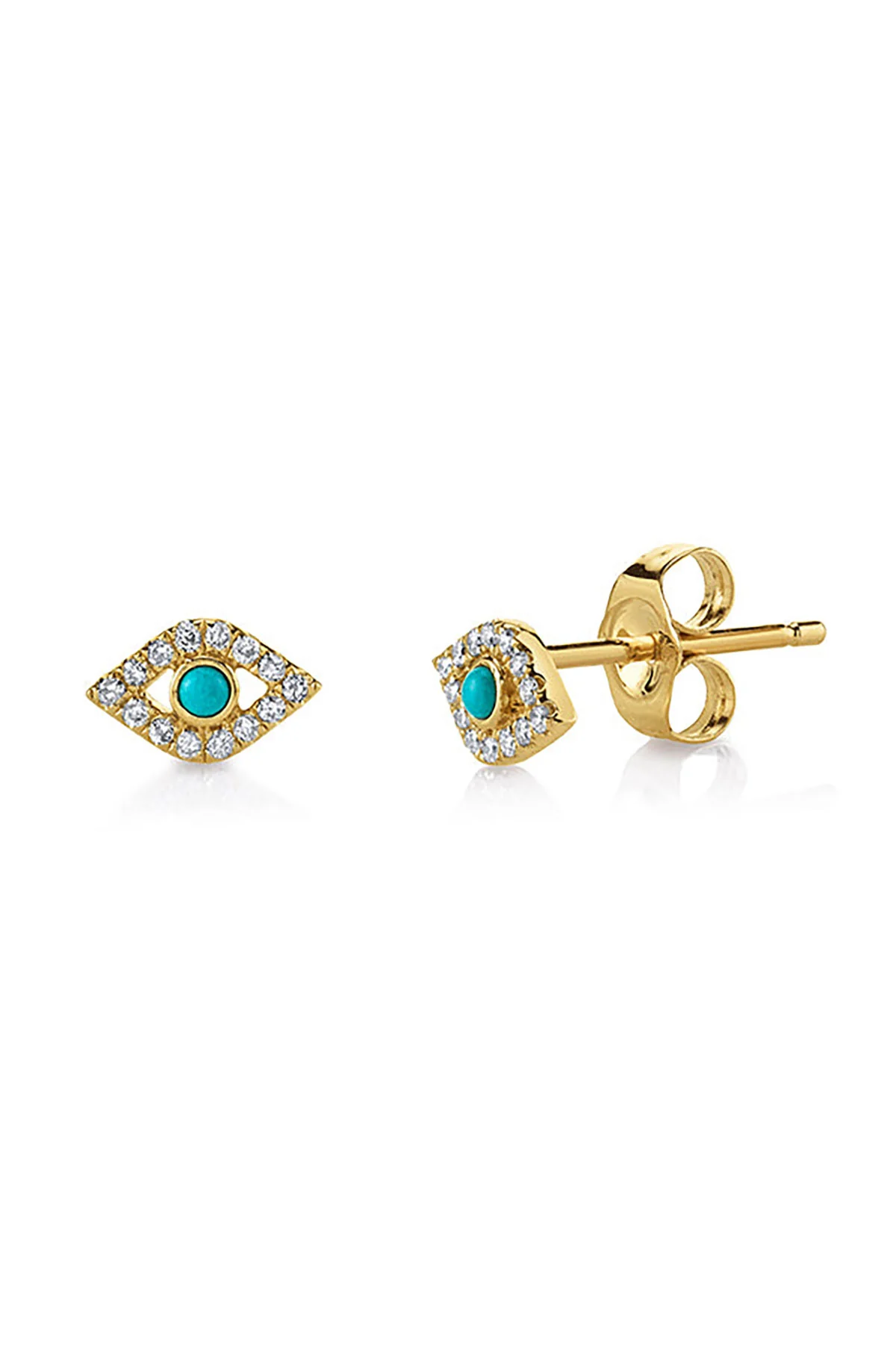 Sydney Evan | Yellow Gold Small Bezel Evil Eye Stud Earrings