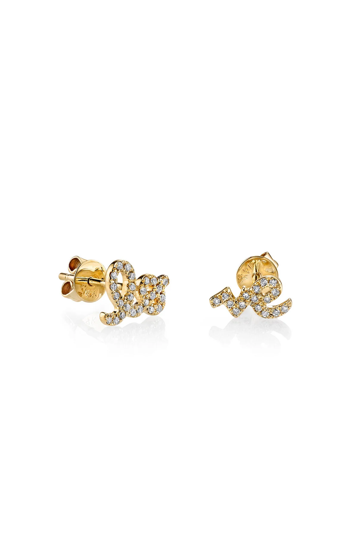 Sydney Evan | Yellow Gold Split Love Stud Earrings