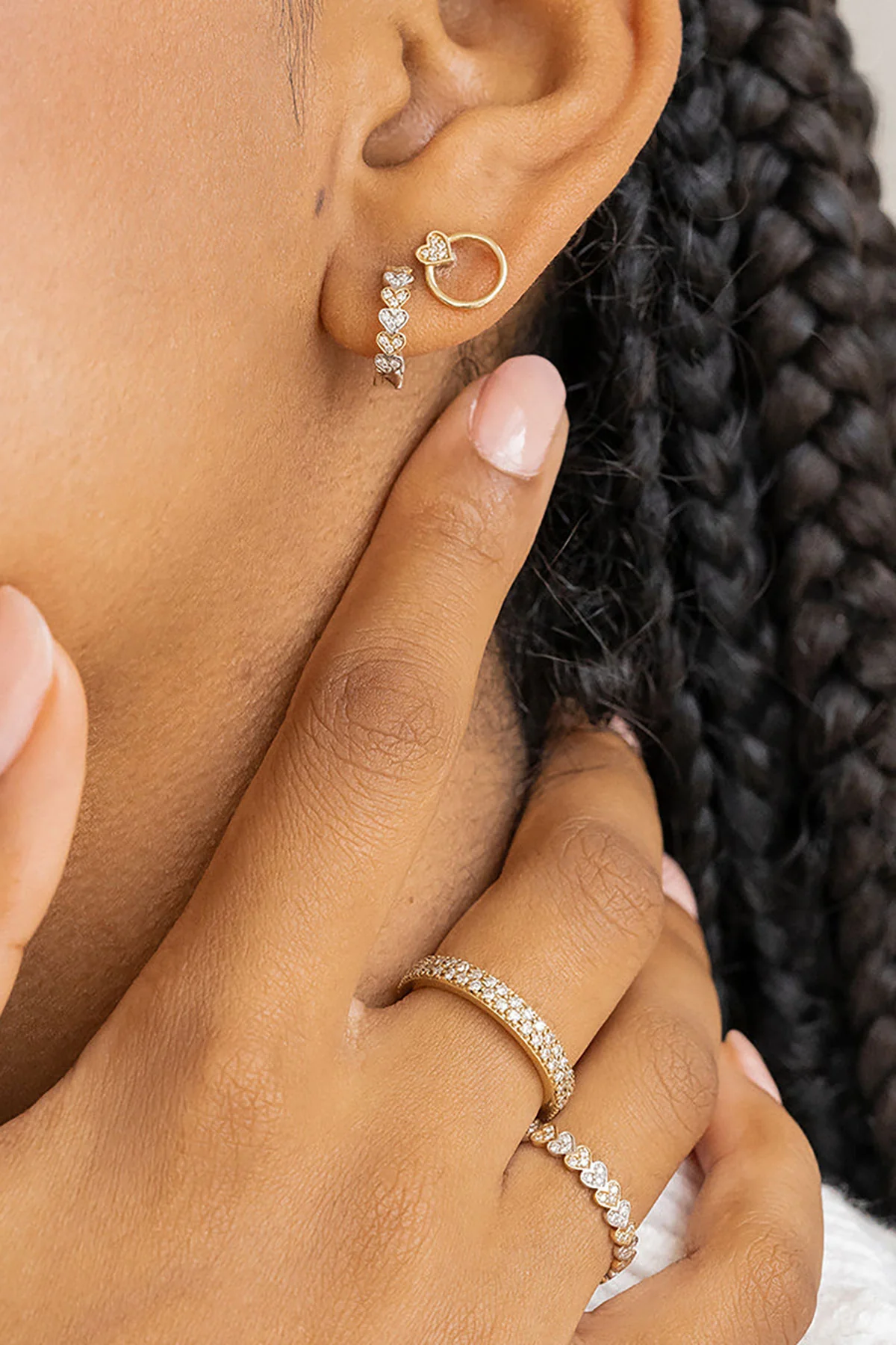 Sydney Evan | Yellow Gold Tiny Heart Huggie Earrings - Image 2