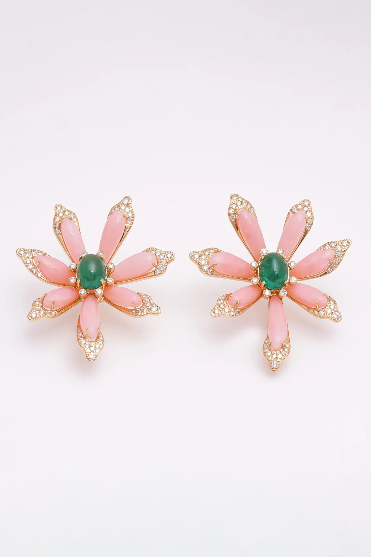 TALLIN | EMERALD & OPAL DIAMOND FLOWER EARRINGS