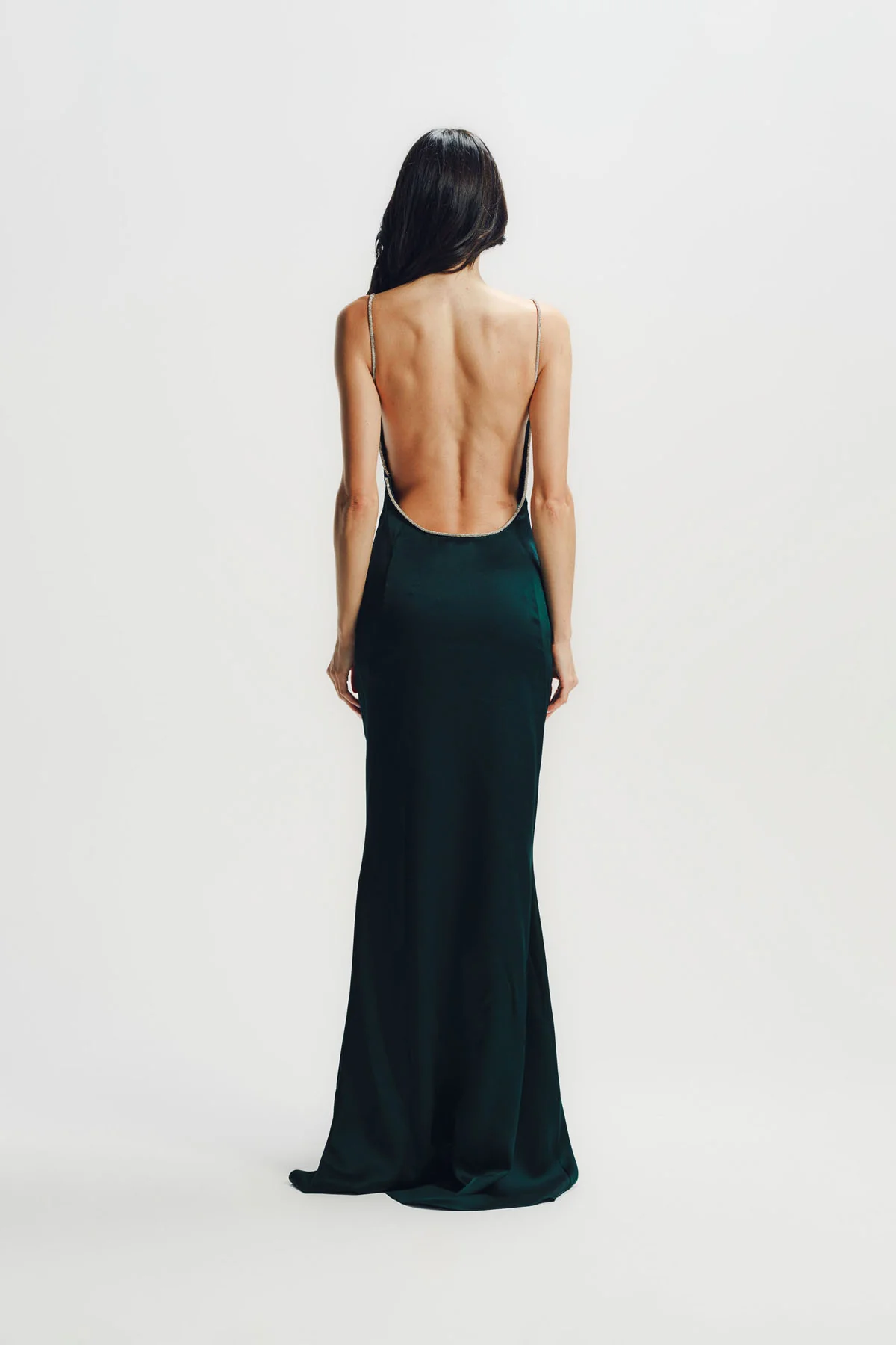 Tom Ford | Crystal Chain Embroidery Satin Sleeveless Evening Dress With Open Back - Image 4