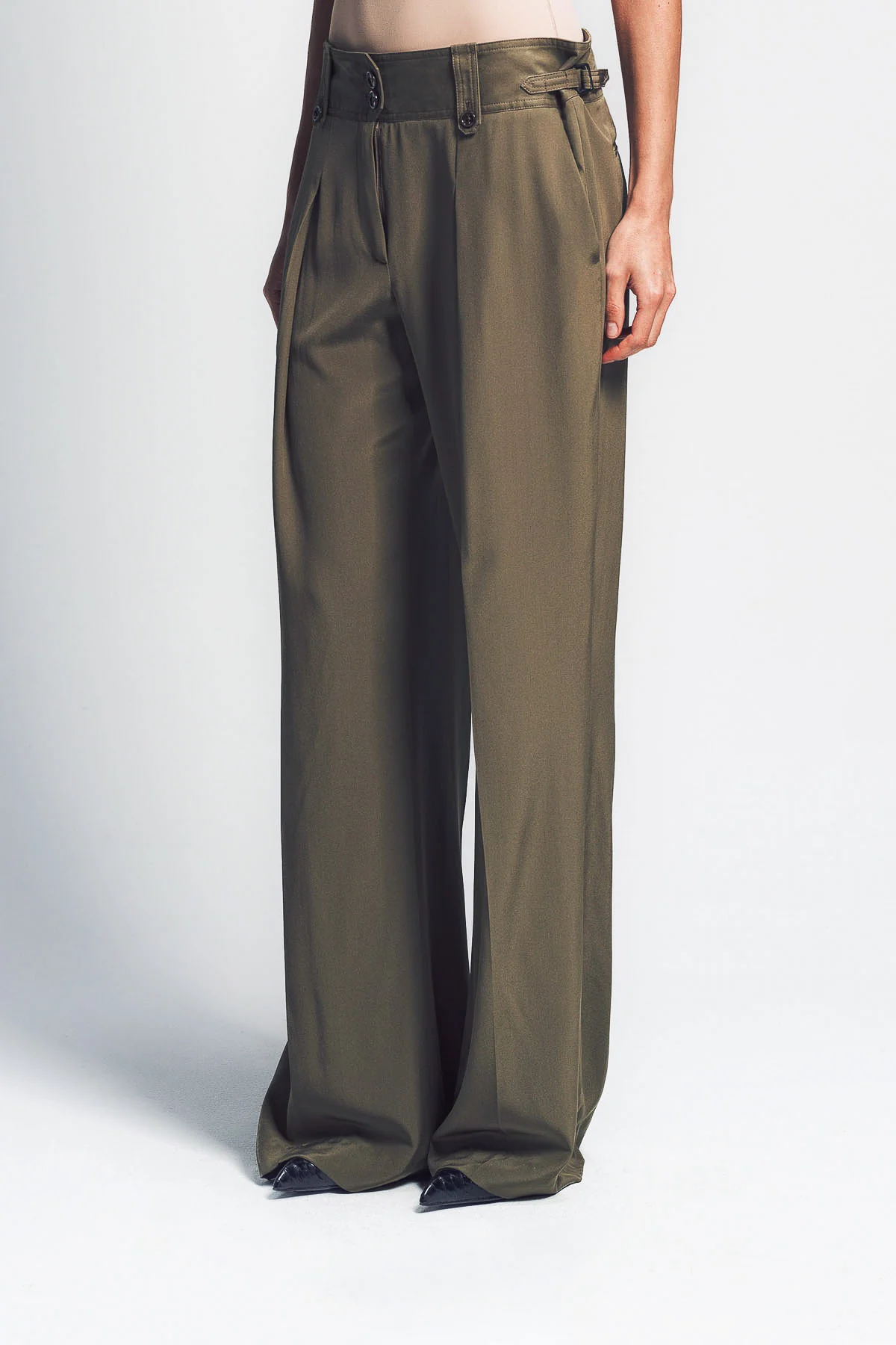 TOM FORD | PLEATED WIDE LEG SILK PANTS - Image 3