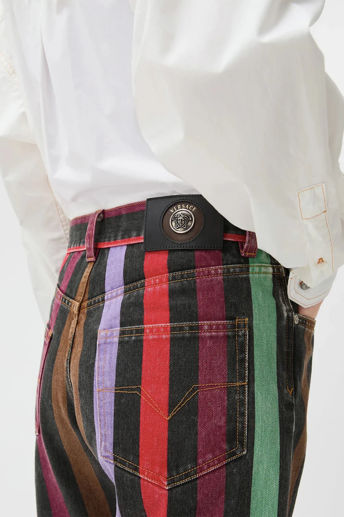 VERSACE | Striped Straight Jeans - Image 5