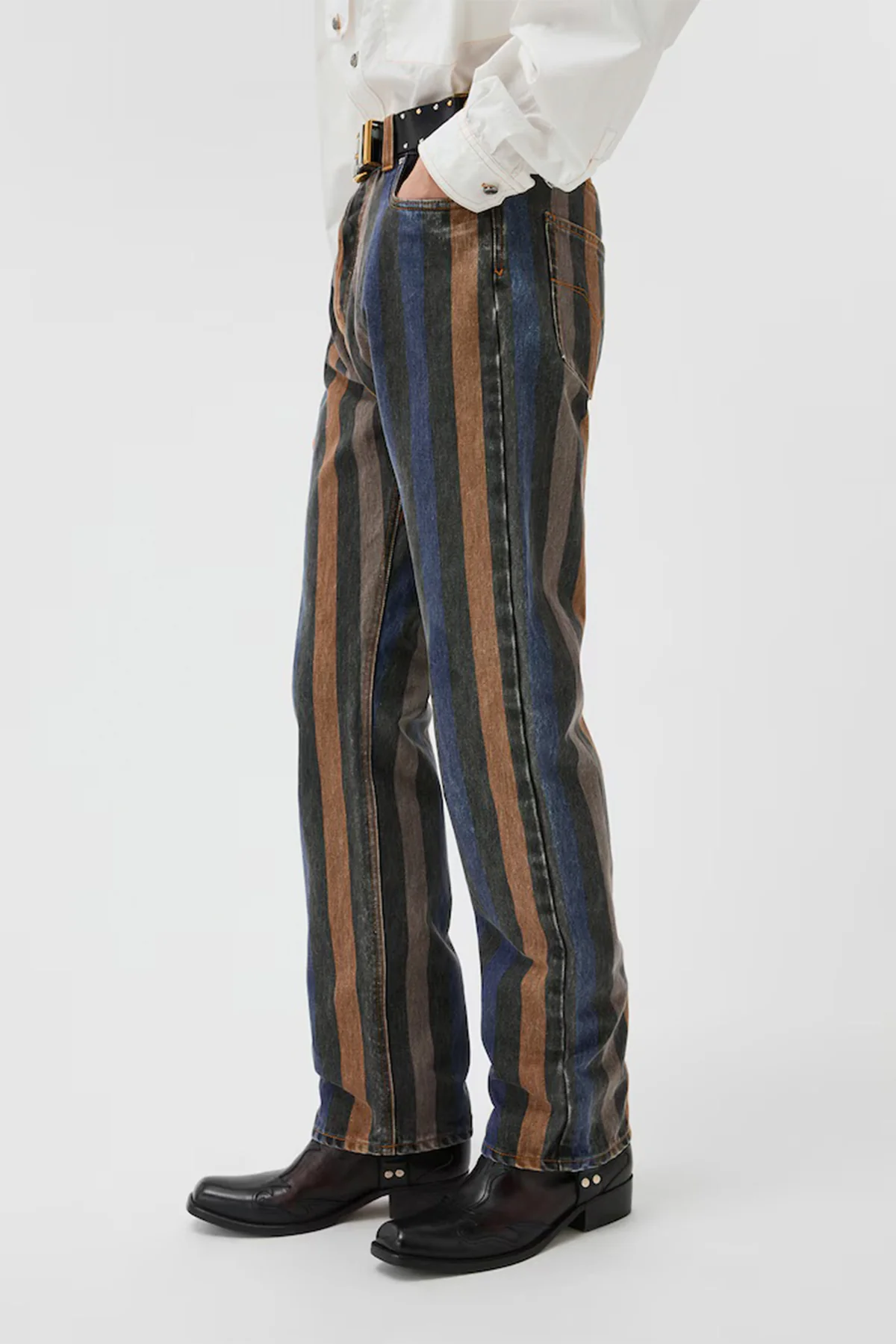 VERSACE | Striped Straight Jeans - Image 4