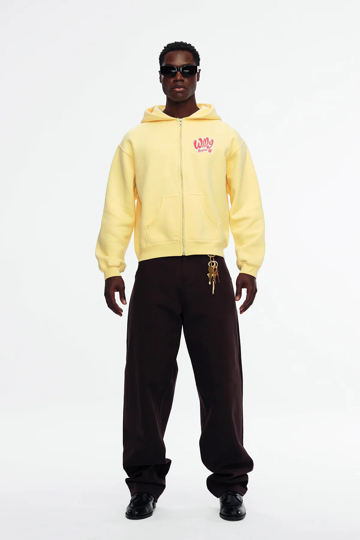 WILLY CHAVARRIA | WILLY ROPITA SHRUNKEN ZIP-THROUGH HOODIE